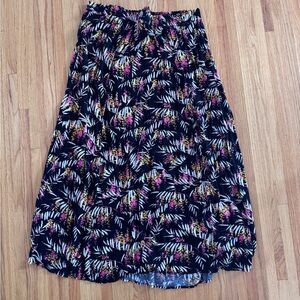 Joe Fresh Black Tropical Print Maxi Skirt